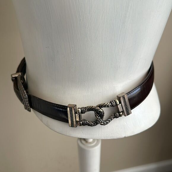 Brighton 1996 Women’s Brown & Silver Western Leather Belt M - Picture 3 of 7